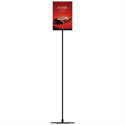 Design Stand, golvskylt med akrylhållare, vertikal A4, svart, 132cm hög